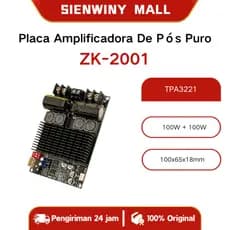 Placa Amplificadora De Pós Puro ZK-2001 DC10-30V Canal Duplo 100W + 100W Ponte Mono 200W Chip Amplificador TPA3221