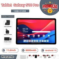 【Teclado e mouse gratuitos】Tablet Galaxy S10 Pro 11,6 polegadas 12 GB + 512 GB Bateria de 8800 mAh 5G Caixa de som wifi