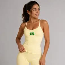 Regata Brasil Alça Fina Blusa Feminino Liso Poliamida Gringa Suplex Blusa Copa Jogos Aesthetic Estilosa Tendencia