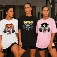 KIT 3 Camisetas Blusão Feminino Roupa de Academia Fitness Meninas Super Poderosas Camisa Treino