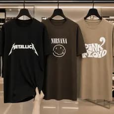 Kit 3 Camisetas Bandas de Rock Metallica Nirvana Pink Floyd 100% Algodão