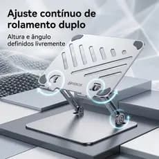 Base elevatória de alumínio regula livremente altura e ângulo para home office e estudo