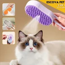 Escova a Vapor Elétrica 3 em 1 para Pets - Escova, Limpa e Acaricia | Nosso Lar