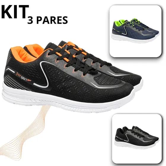 Kit Tênis Masculino Esportivo Confortável Academia Corrida