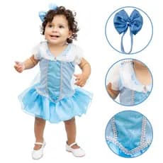Vestido  Infantil Fantasia Princesa do gelo Body festa Bebê carnaval