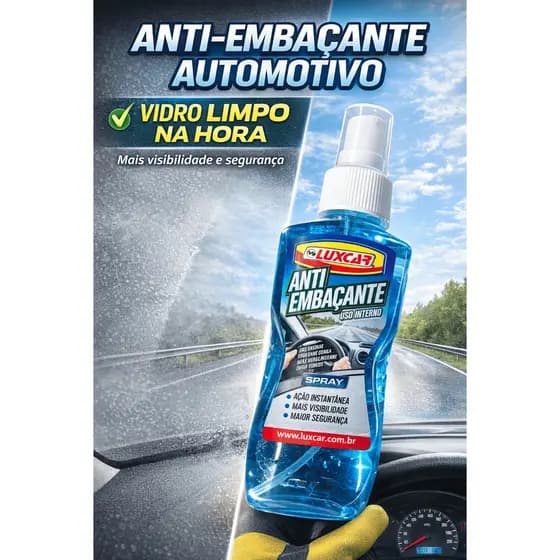 ANTI-EMBAÇANTE AUTOMOTIVO LUXCAR – VISIBILIDADE E SEGURANÇA