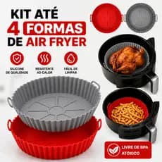 Kit Forma Silicone Air Fryer 18cm x 4,5cm Antiaderente Reutilizável Fácil Limpeza Cesto Airfryer