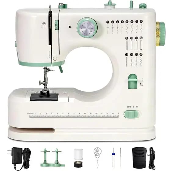 Mini Máquina de Costura 16 Pontos Bivolt Portátil Elétrica Completa