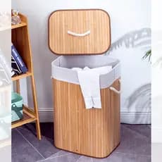 Cesto Organizador Bambu Forrado Grande e Pequeno kit Retangular Quarto Mesa Copa Banheiro Escritório