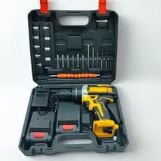 Furadeira E Parafusadeira 48V sem Fio Reversível + 2 Baterias + Kit Acessórios