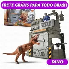 Brinquedo Dinossauro com Base Militar Dino Squad Soldado e Acessórios Infantil
