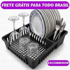 Escorredor de Pratos 12 Pratos Cozinha Preto Porta Talheres Copos Plástico Durável Organizador Louça