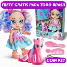 Boneca My Best Unicórnio Cabelo Colorido Para Pentear Com Acessórios Presente - Bee Toys