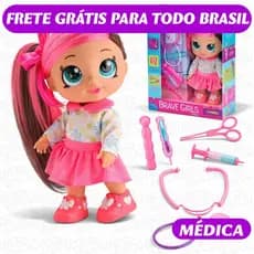 Boneca Brave Girls Médica Camille com Acessórios de Doutora Brinquedo Infantil Educativo