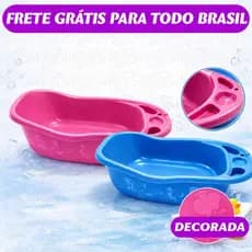 Banheira Bebê 32L Infantil Grande Decorada Antiderrapante Confortável Resistente Segura Banho Bebê