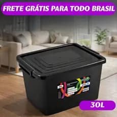Caixa Organizadora 30L Preta com Trava e Tampa Arqplast Container Organizador Multiuso