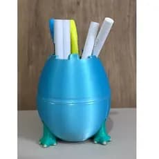 Porta Trecos Organizador Multiuso Ovo De Dinossauro - Organizadores de Mesa Escolar Divertido - Organiza Escovas