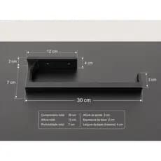 Suporte Porta Papel Toalha 30cm Preto Porta Rolo de Parede Organizador Cozinha Papel Toalha Filme PVC Papel Alumínio Fun