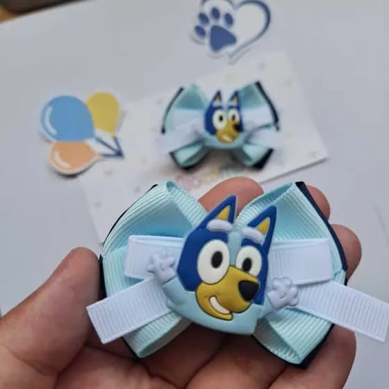 Laço Temático Blue cachorrinho - Par de laço cabelo infantil menina ideal para lembrancinha