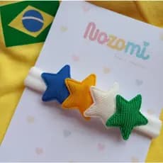 Laço da copa para meninas cores do Brasil Faixinha e Presilha para bebês e meninas