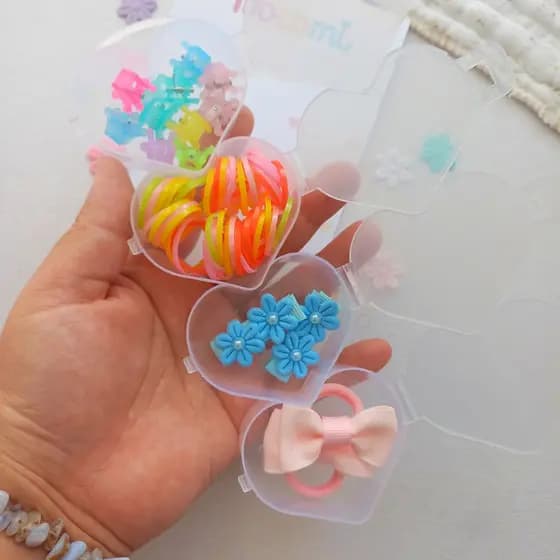 Kit Presilhas e Elástico para penteado de cabelo meninas ideal para volta às aulas