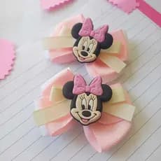 Laço Temático Minnie Vermelho/Rosa - Par de laços cabelo infantil menina