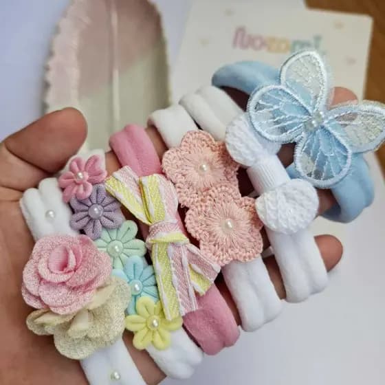 Kit com 6 faixinhas para bebê - Laços para recém nascida ideal para saída de maternidade