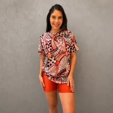 Blusa de Tule Feminina Fitness Camisetao Femenino Academia Estampado Leve de Tule