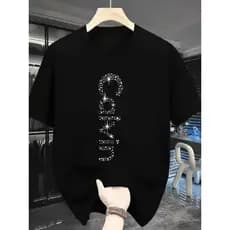 Camiseta Masculina Feminina Oversized Estampa Letra Vertical Camiseta Casual Streetwear T-shirt Solta Confortável