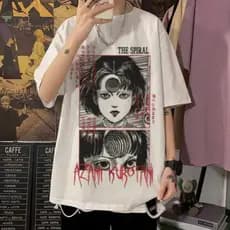 Camiseta Masculina Camisa Unissex Branca Oversize Anime Uzumaki Junji Ito Spiral Into Horror Tomie  Street