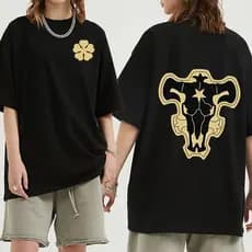 Camiseta Masculina Camisa Unissex Camiseta T-shirt Unissex Algodão Anime Black Clover Touros Negros