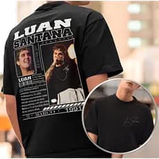 Camiseta Unissex Oversized Plus Size Feminina Masculina Estampa Luan Santana Data 1991 e Assinatura |  Streetwear Estilo