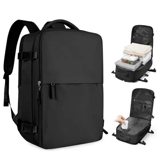 Mochila Viagem Sistema A Vácuo Mala De Bordo 45L Antifurto Impermeável P/ Notebook 15.6 + Bomba