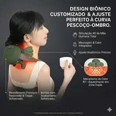 Massageador Pescoço Ombro Elétrico Biónico 4D Simulação Humana Calor Compacto Leve Potente Alívio Do