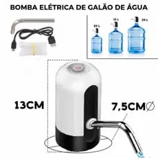 Bomba Elétrica Automática Para Galão de Água – Recarregável USB, Portátil, Pressão Automática