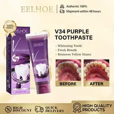 Pasta de Dente Clareadora Eelhoe V34: Refresca o Hálito, Remove Tártaro e Placa, Restaura Dentes Danificados VC00