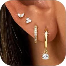 Europa américa venda quente moda brincos de argola requintado conjunto de quatro peças simples ouro prata brincos série