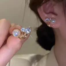 Coreano Geométrico Simples Pérola Strass Um Estilo Dois Brincos Brinco Feminino