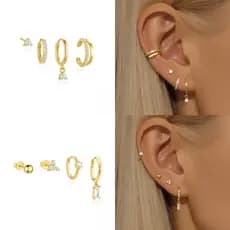 Conjunto de quatro peças brincos de zircônia Micro-incrustados brincos luz asiática brincos de moda de luxo feminino