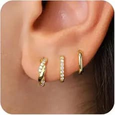 Brincos circulares simples femininos, simples, elegantes, requintados, brincos de diamante, conjunto de 3 peças