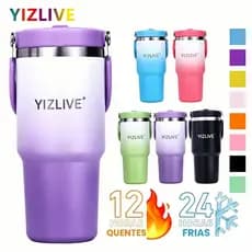 Copo térmico Dupla Parede Inox 304 750ml/900ml, Mantém Quente e Frio, Resistente para Trabalho Academia Viagem