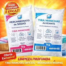Tira manchas alvejante 1kg + Percarbonato de sódio 1kg Remove manchas