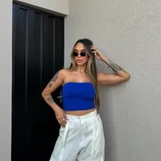 Top Tube Cropped Tubinho Básico Feminino Tomara que Caia Tecido Duplo Sem Bojo