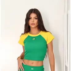 Blusa de manguinha do Brasil Feminina Ribana Copa do mundo 2026
