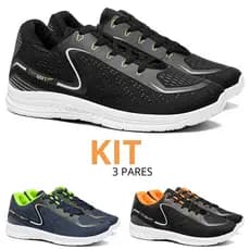 Combo 1 2 e 3 Pares Tênis Masculino Academia Leve Antiderrapante
