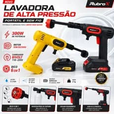 RubroX 6 Em 1 Lavadora Portátil 300W 48VF Motor Sem Escova Bivolt Para lavar carros e cuidar jardim