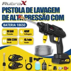 RubroX Lavadora Alta Pressão Portátil Recarregável Pistola Limpeza Pressão Para Carros Jardins