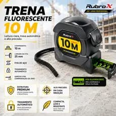 RubroX 5/10M Fita Métrica Aço Inoxidável carbono De Alta Precisão trena Profissional Fluorescente