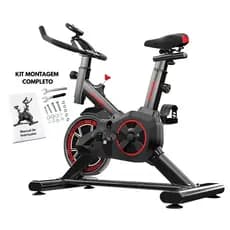 Bicicleta Bike Ergométrica Spinning Academia Fitness Profissional Exercício Cardio C/ Monitor 120kg