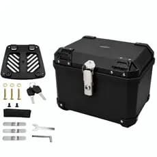 Bau Traseiro Moto Bauleto 45L Preto Impermeavel Kit Instalacao 1 Capacete Forro Acolchoado Universal